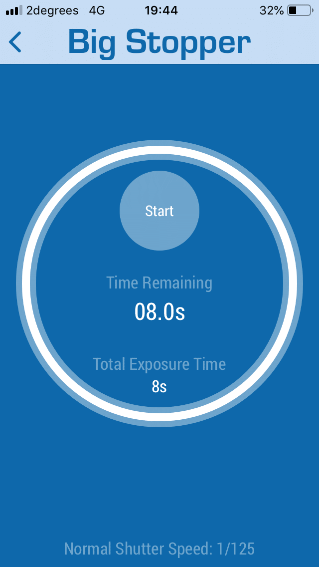 Lee's exposure app on timer mode