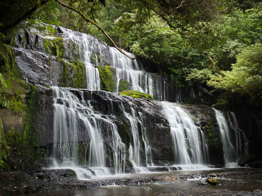 The Catlins New Zealand. Purakaunui Falls, the most photographed of the Catlins Waterfalls.